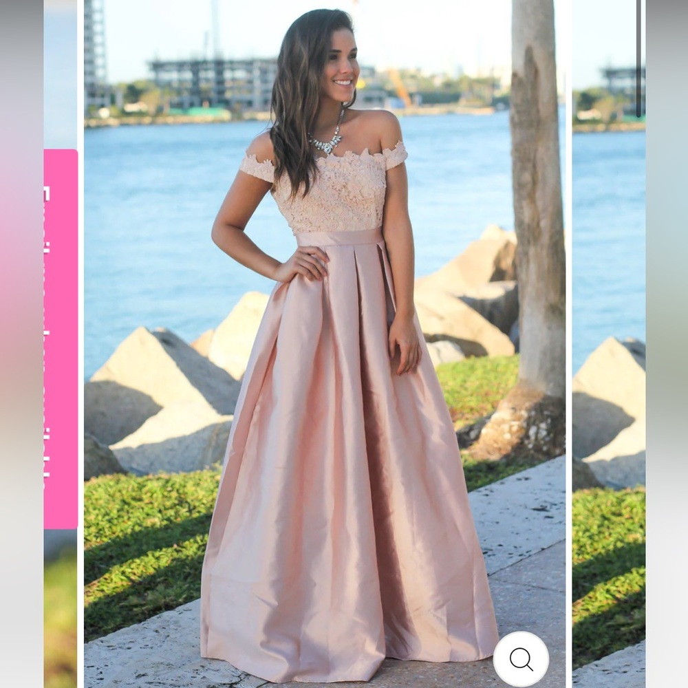 Blush and Cream Crochet Top Maxi Dress - Medium/Blush